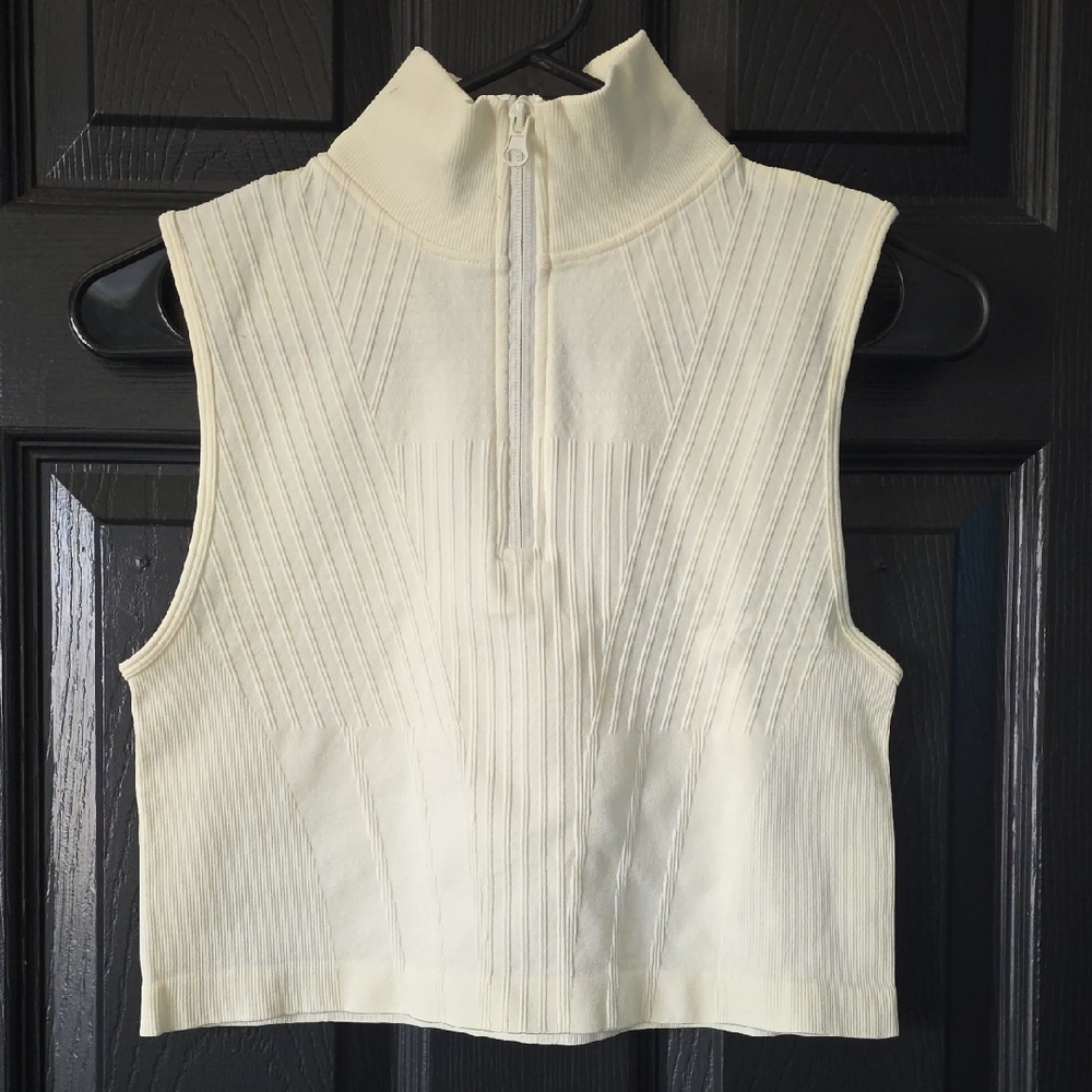 Forever 21 Cream High Collar Crop Top